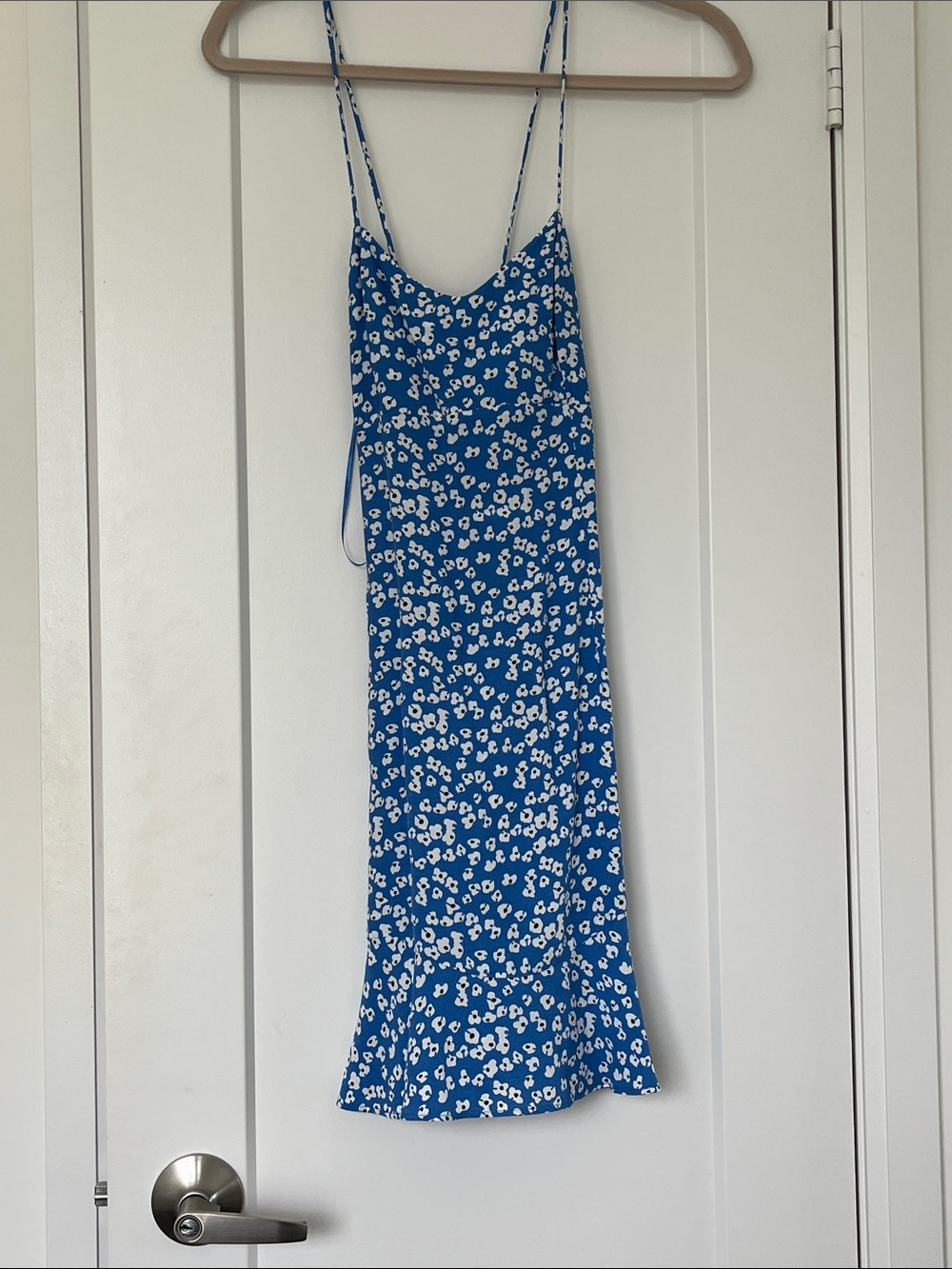 Zara Blue Floral Midi Slip Dress